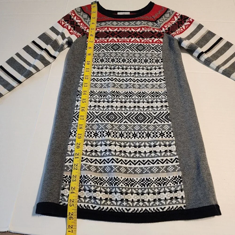 Hanna Andersson sweater dress sz 120 6-7 Fair Isle Nordic ornament print